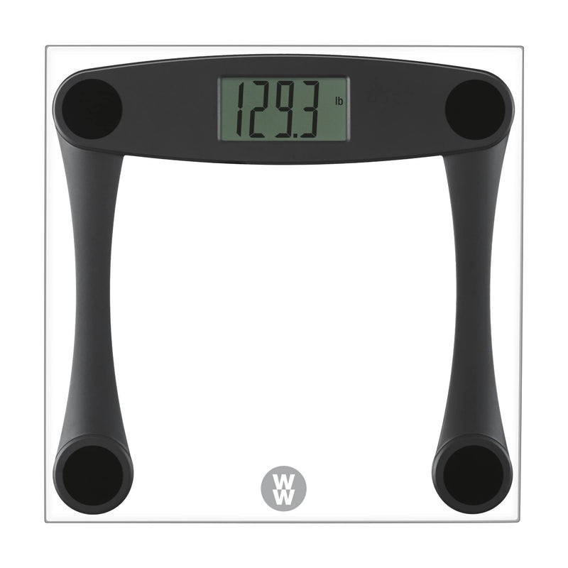 Weight Watchers Scales by Conair Bathroom Scale for Body Weight Digital Scale Glass Body Scale Measures Weight Up to 400 Lbs. in Black Frame