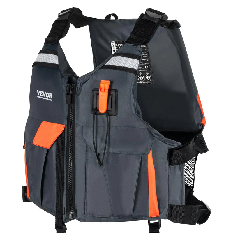 VEVOR Life Vest for Watersports (PFD) Life Jacket with Waterproof Nylon & 96N Buoyancy Life Vest/Jacket for Any Water Activity-Fishing Kayaking Surfing and More Men and Women L